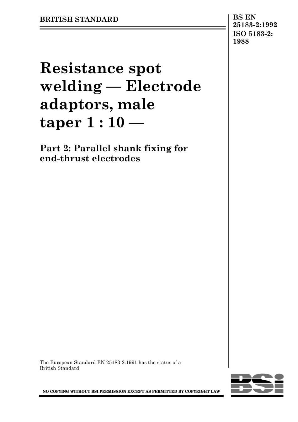 BS EN 25183-2-1992 (1999) ISO 5183-2-1988.pdf_第1页