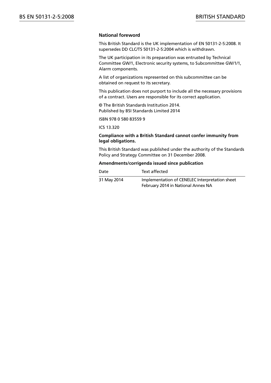 BS EN 50131-2-5-2008 (2014).pdf_第2页