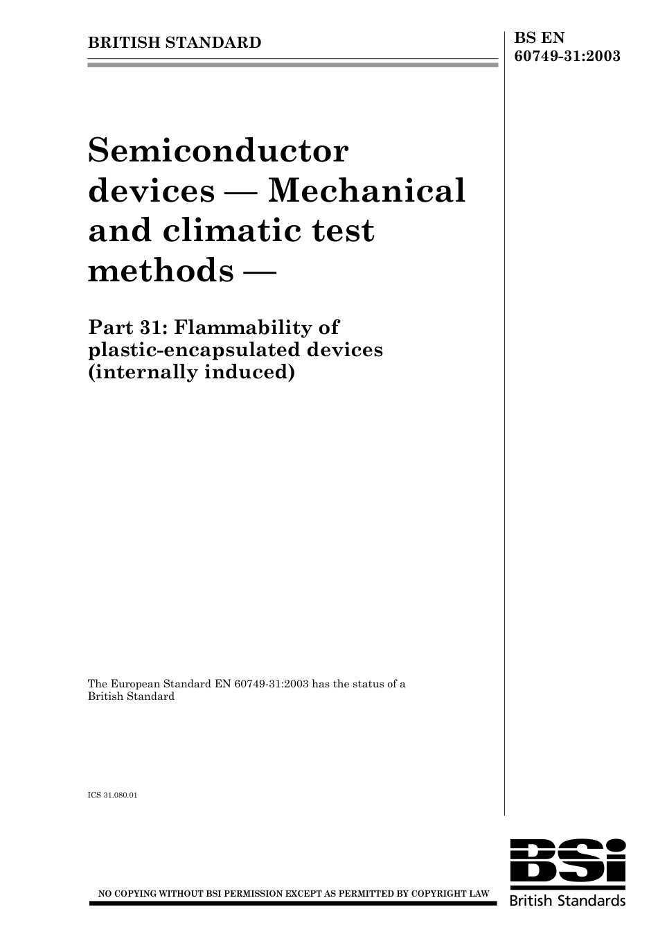 BS EN 60749-31-2003.pdf_第1页