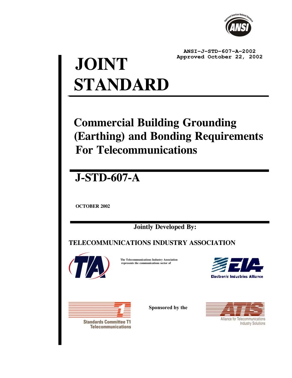 ANSI-J-STD-607-A-2002 Commercial Building Grounding (Earthing) and Bonding Requi.pdf_第1页
