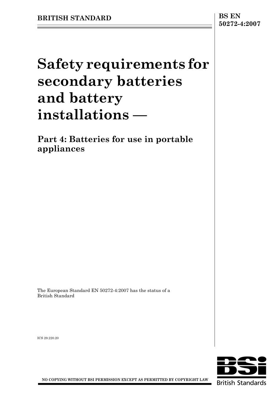 BS EN 50272-4-2007.pdf_第1页