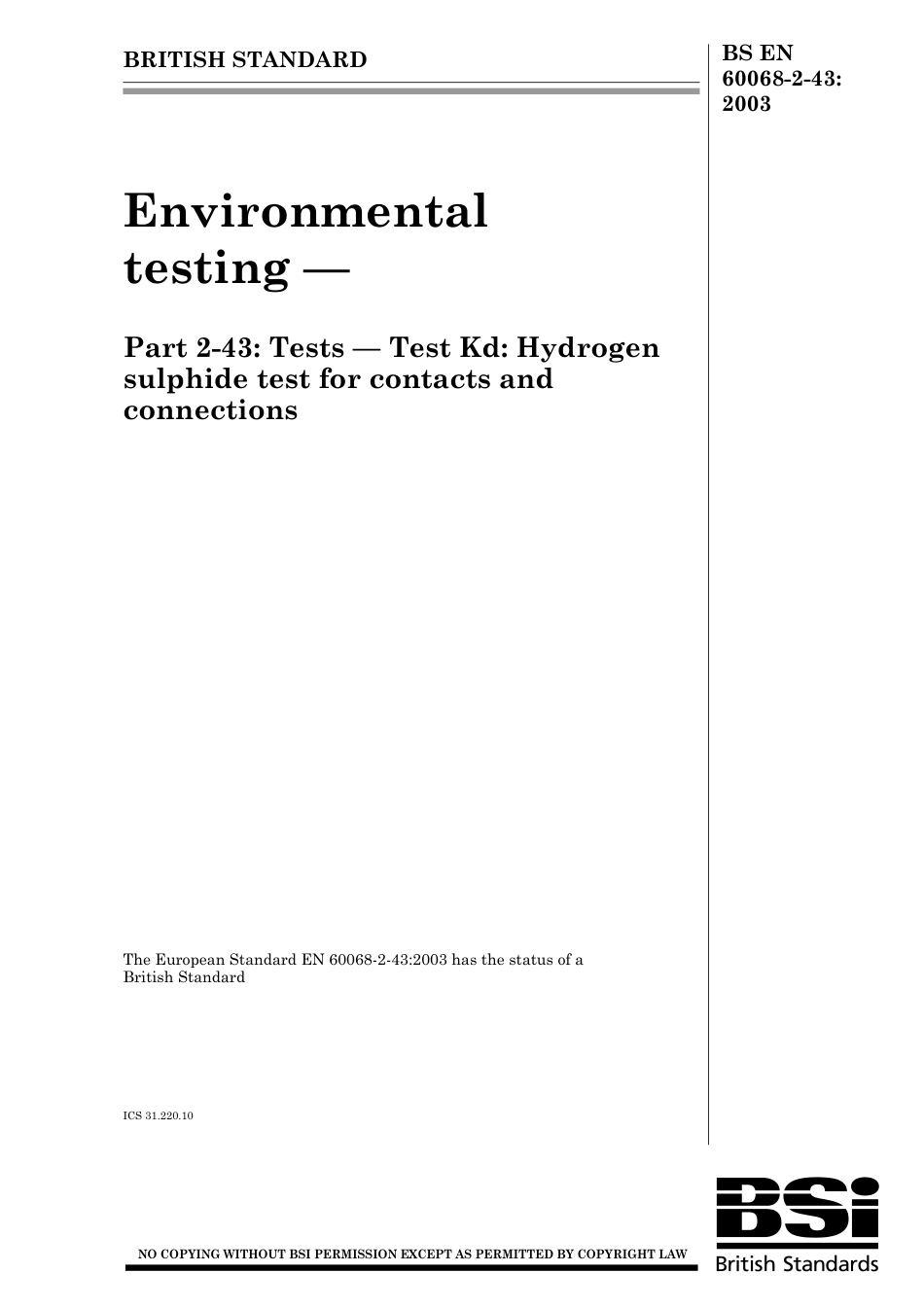 BS EN 60068-2-43-2003.pdf_第1页