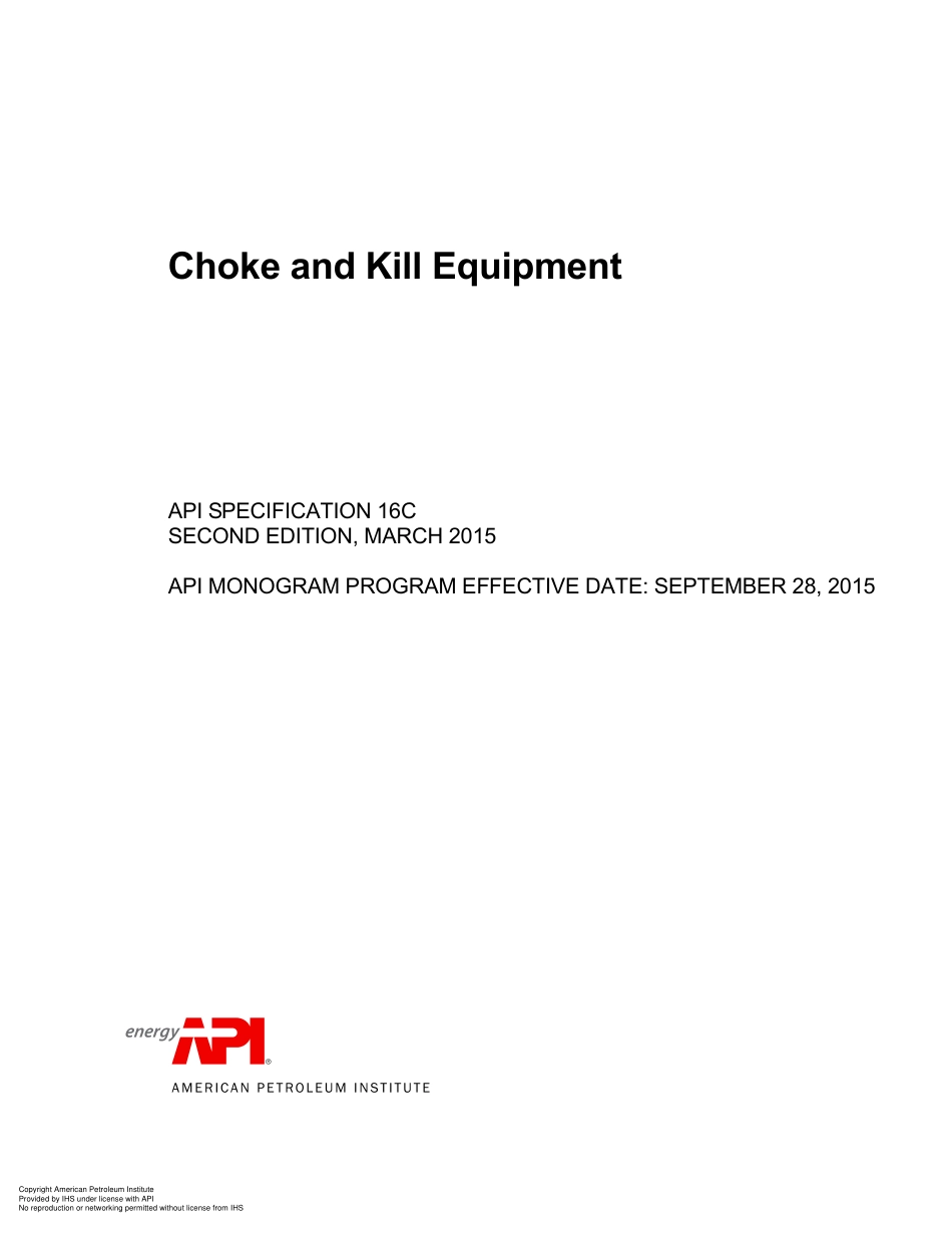 API SPEC 16C 2nd Mar. 2015 Choke and Kill Equipment.pdf_第1页
