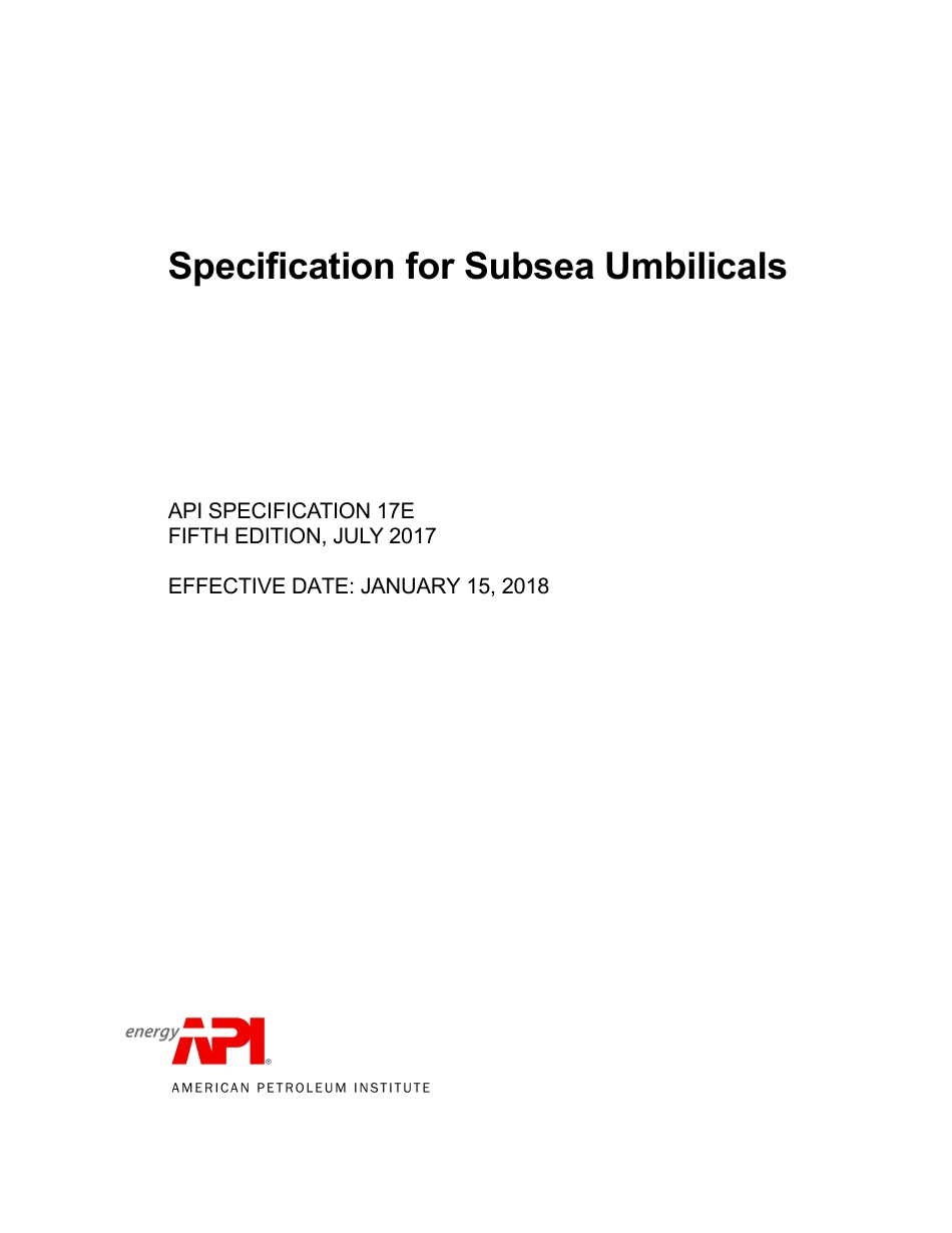 API SPEC 17E-2017 Specification for Subsea Umbilicals.pdf_第1页