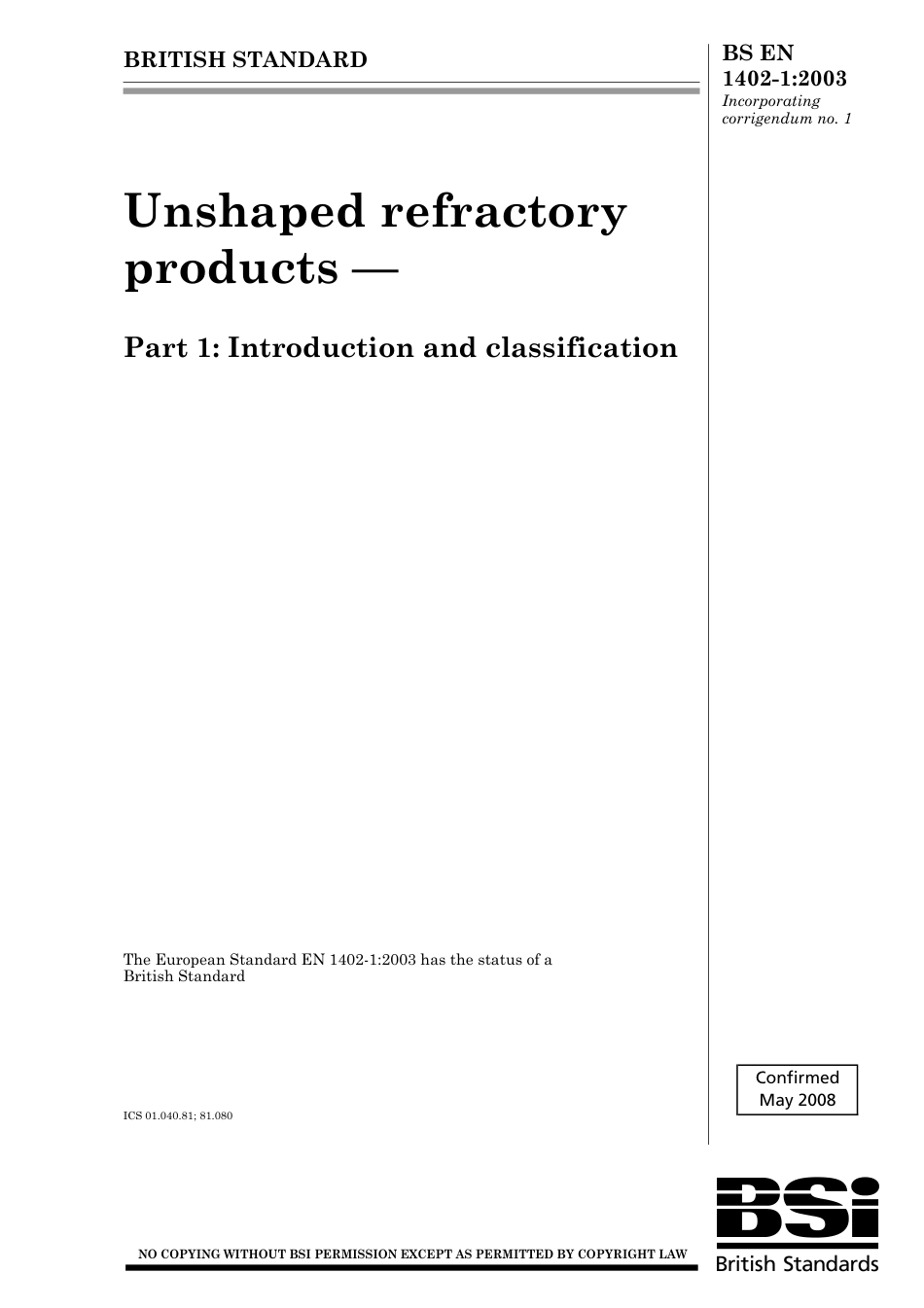 BS EN 01402-1-2003 (2008).pdf_第1页