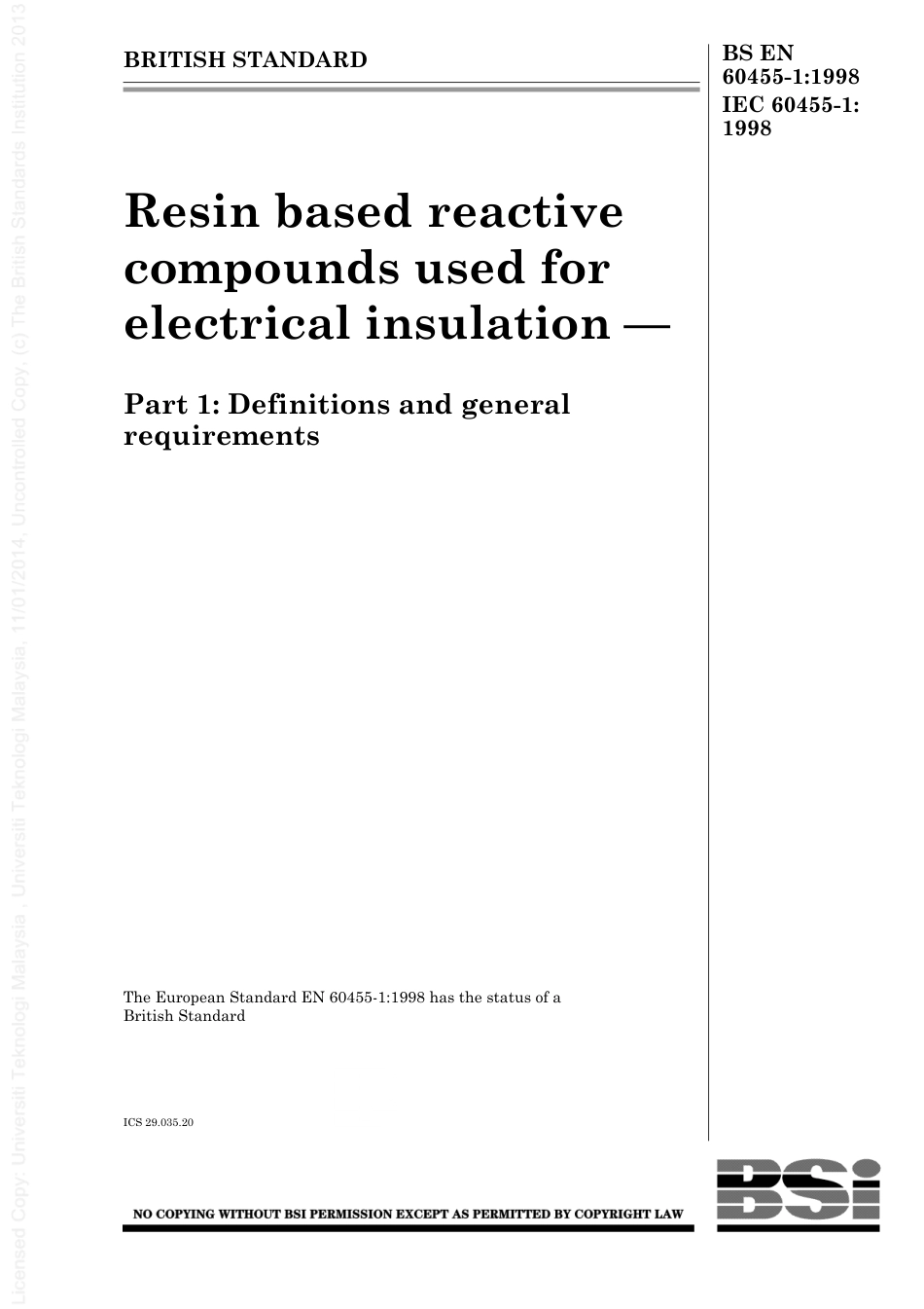 BS EN 60455-1-1998.pdf_第1页