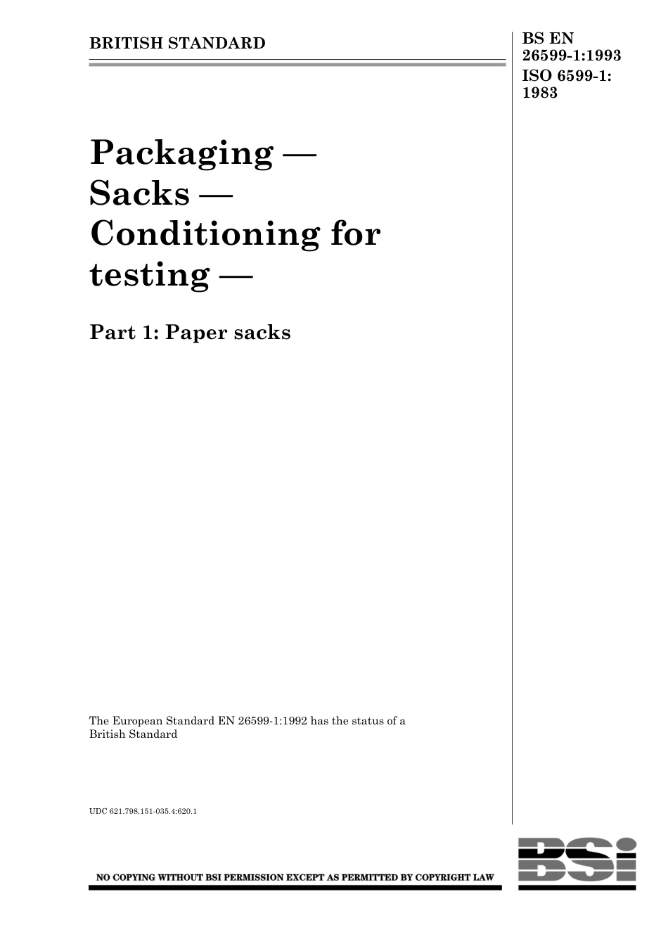 BS EN 26599-1-1993 (1999) ISO 6599-1-1983.pdf_第1页