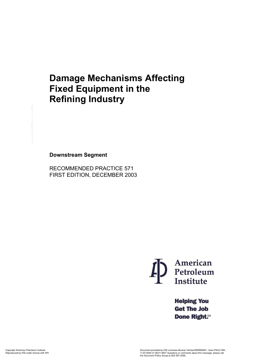 API RP 571-2003 Damage Mechanisms Affecting Fixed Equipment in the Refining Industry.pdf_第3页