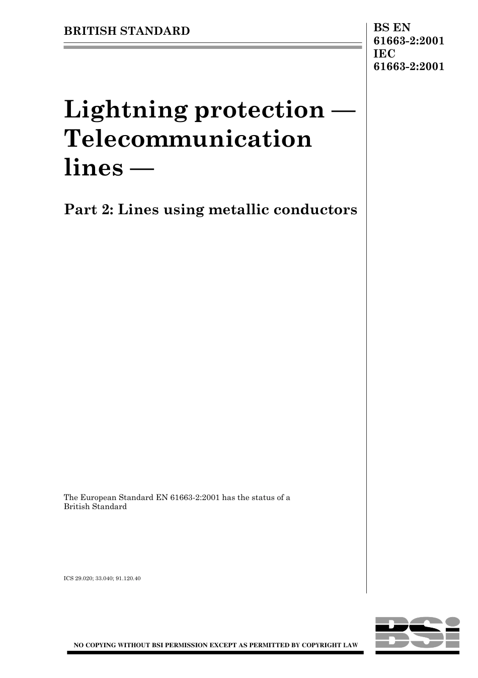 BS EN 61663-2-2001.pdf_第1页