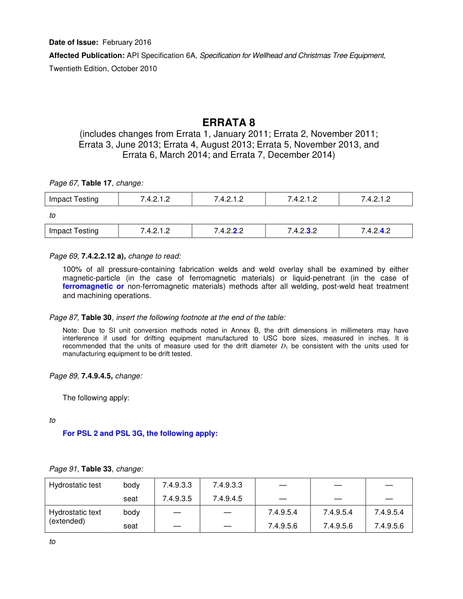 API Spec 6A-E20 2016 Errata8 Specification for Wellhead and Christmas Tree Equipment.pdf_第1页