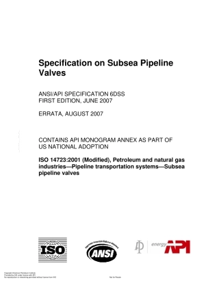 API Spec 6DSS-2007 Specification for Subsea Pipeline Valves.pdf