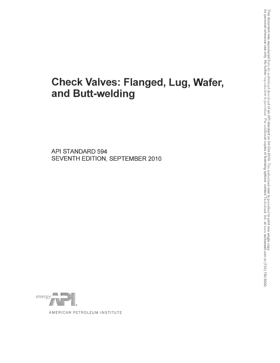 API Std 594-2010 Check Valves Flanged, Lug, Wafer, and Butt-Welding.pdf_第1页