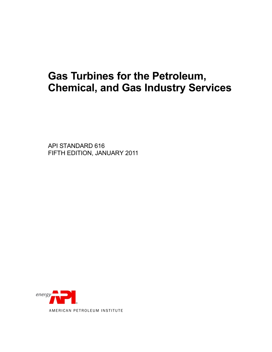 API Std 616 5th 2011 Gas Turbines for the Petroleum.pdf_第1页