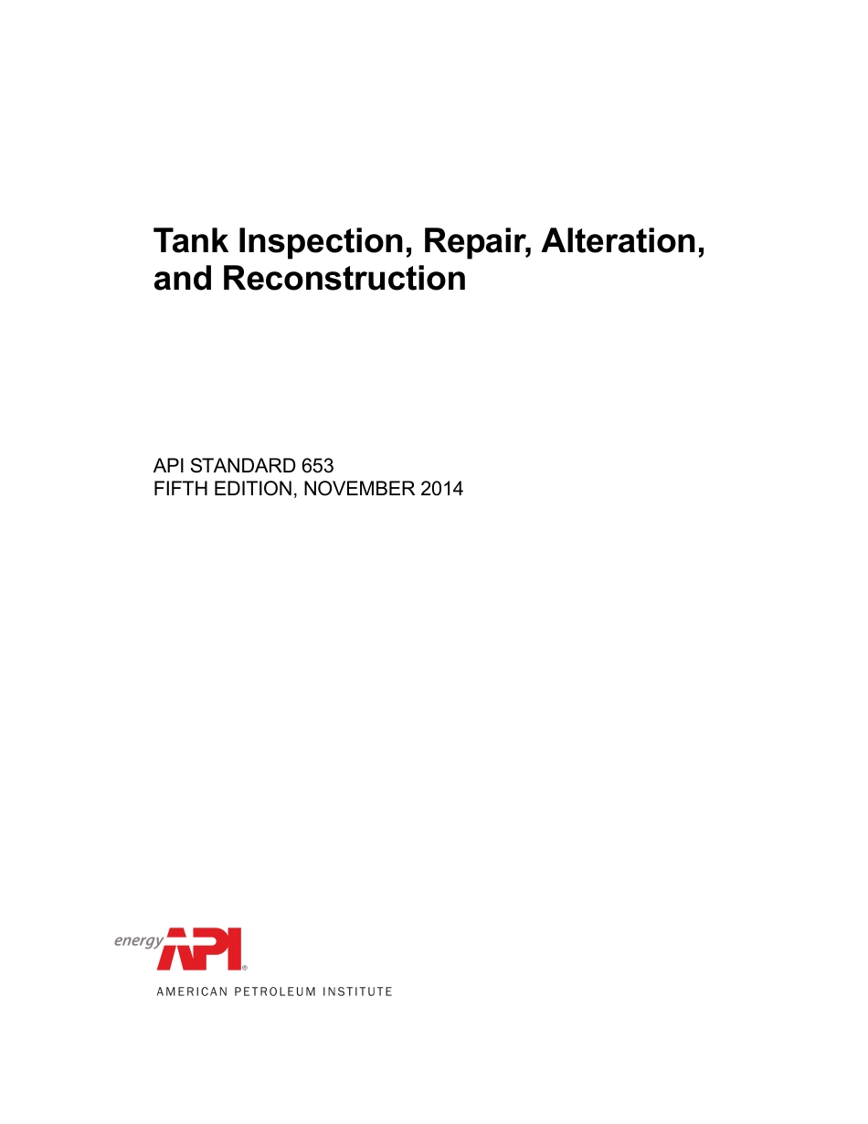 API Std 653-2014 15th Tank Inspection, Repair, Alteration, and Reconstruction.pdf_第1页