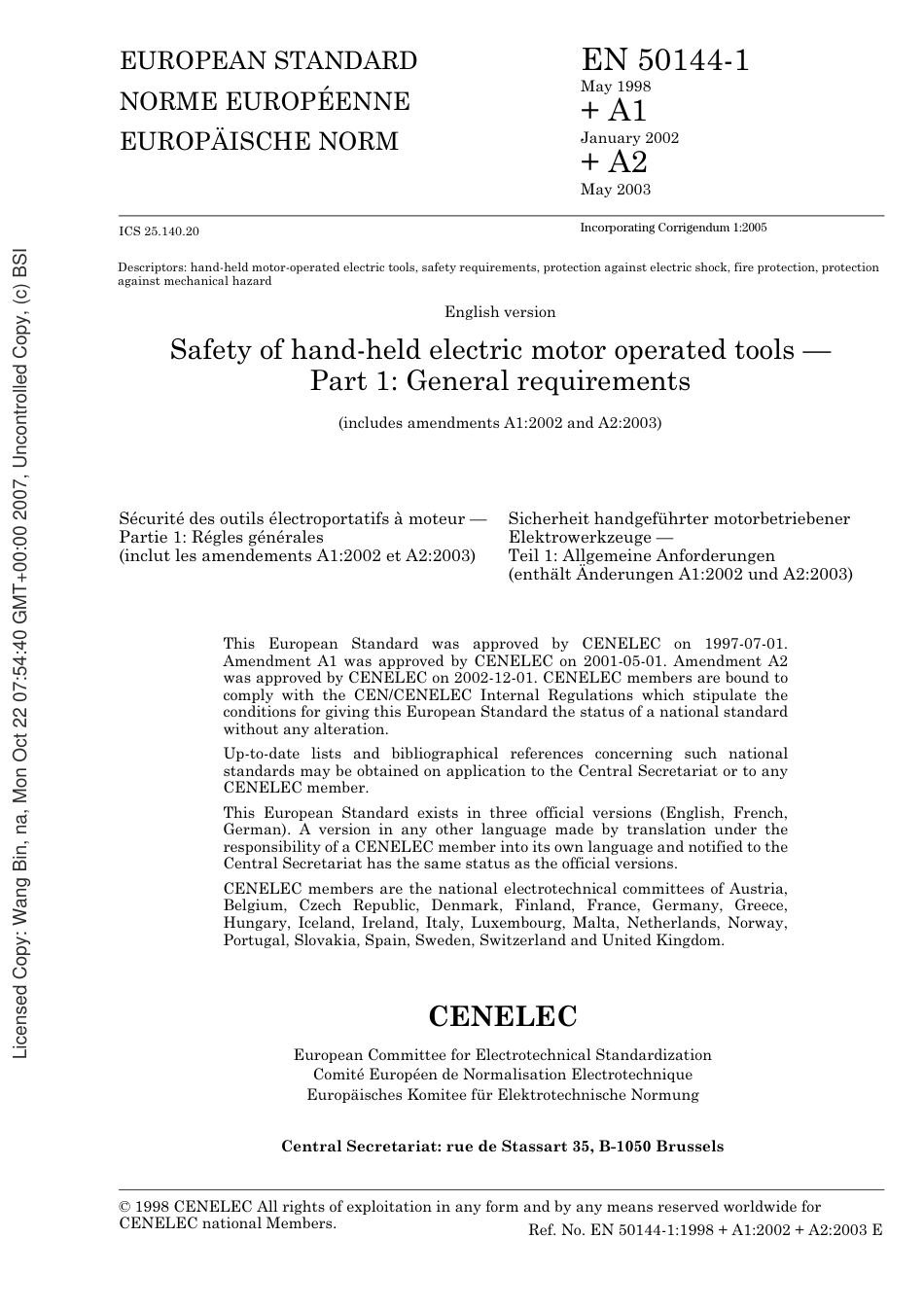 BS EN 50144-1-1999 (2007).pdf_第3页