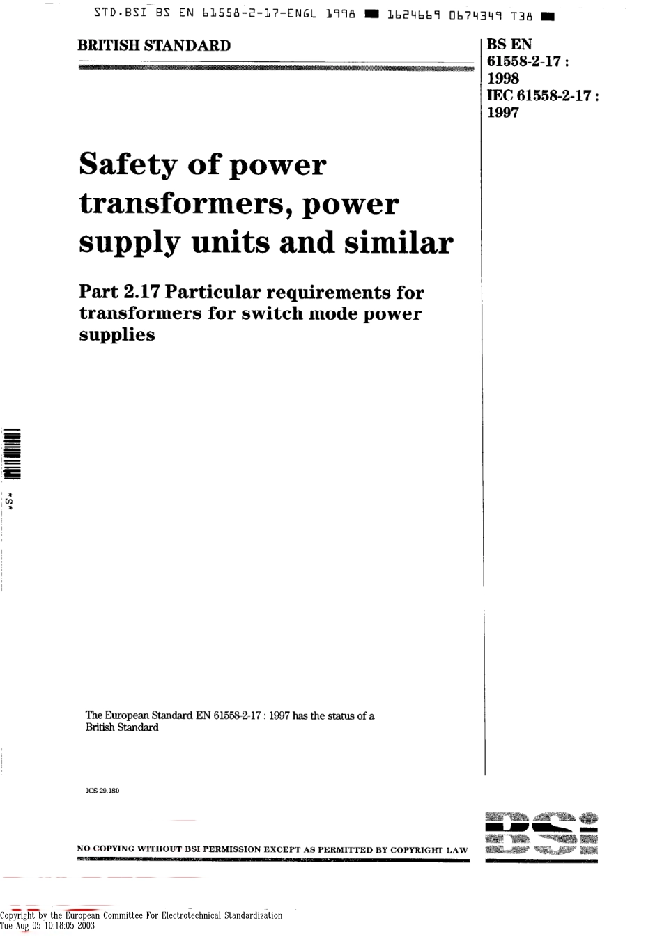 BS EN 61558-2-17-1998 scan.pdf_第1页