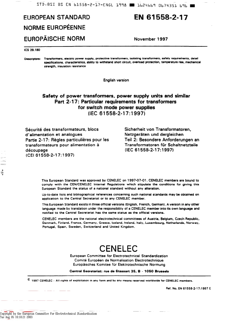 BS EN 61558-2-17-1998 scan.pdf_第3页