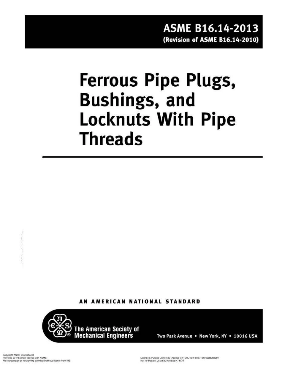 ASME B16.14 2013 Ferrous Pipe Plugs, Bushings, and Locknuts with Pipe Threads.pdf_第3页
