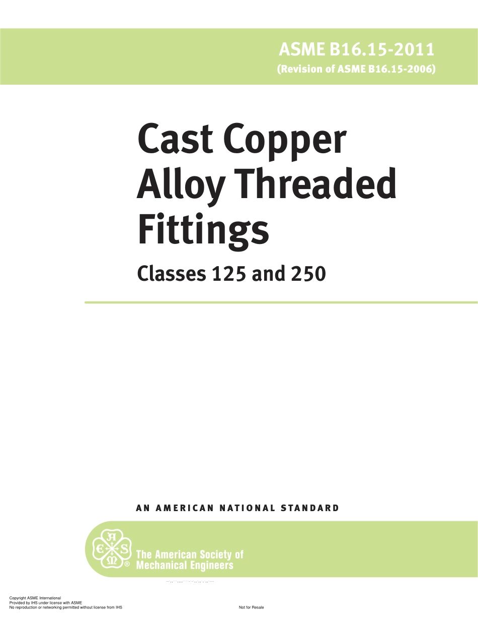 ASME B16.15-2011 Cast Copper Alloy Threaded Fittings.pdf_第1页