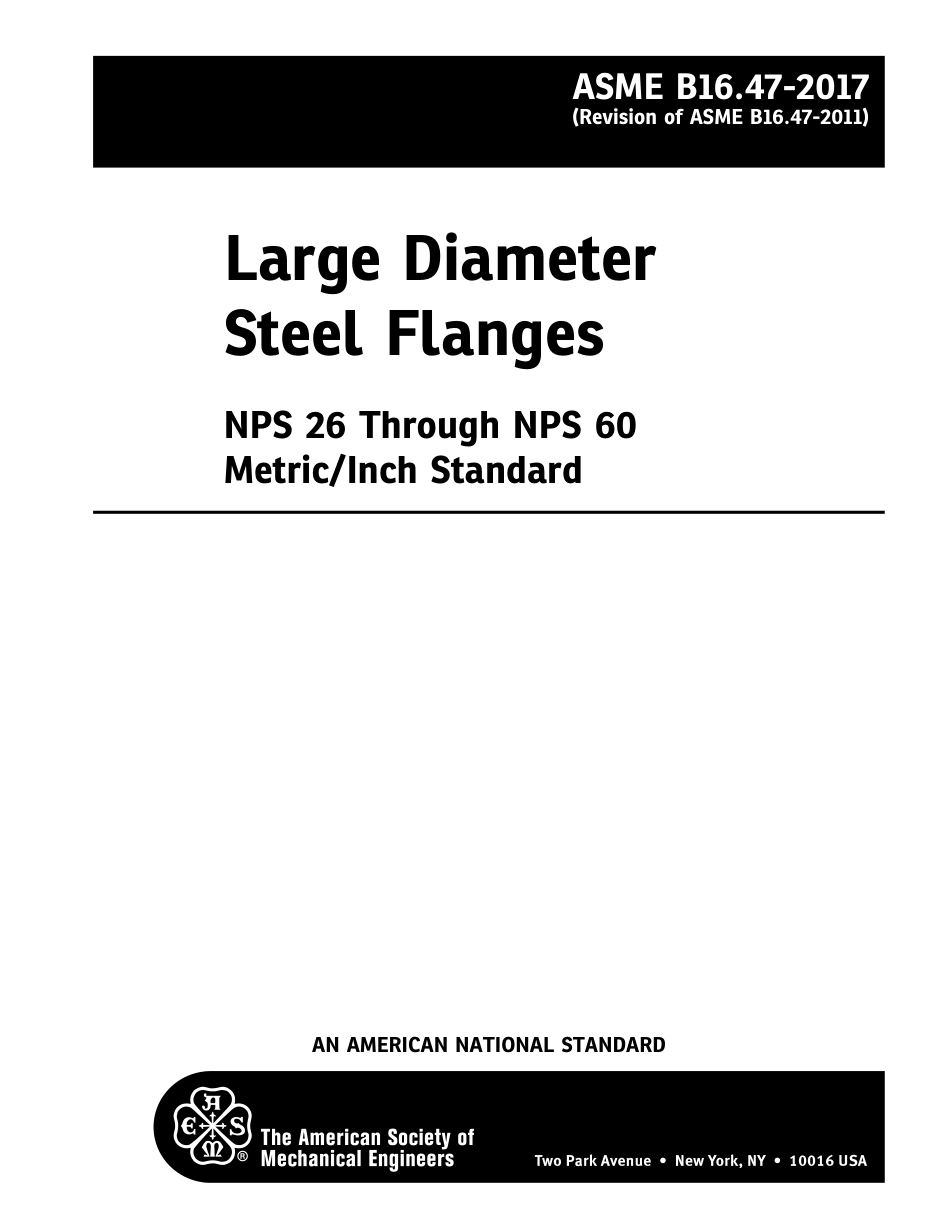 ASME B16.47-2017 Large Diameter Steel Flanges NPS 26 Through NPS 60.pdf_第2页