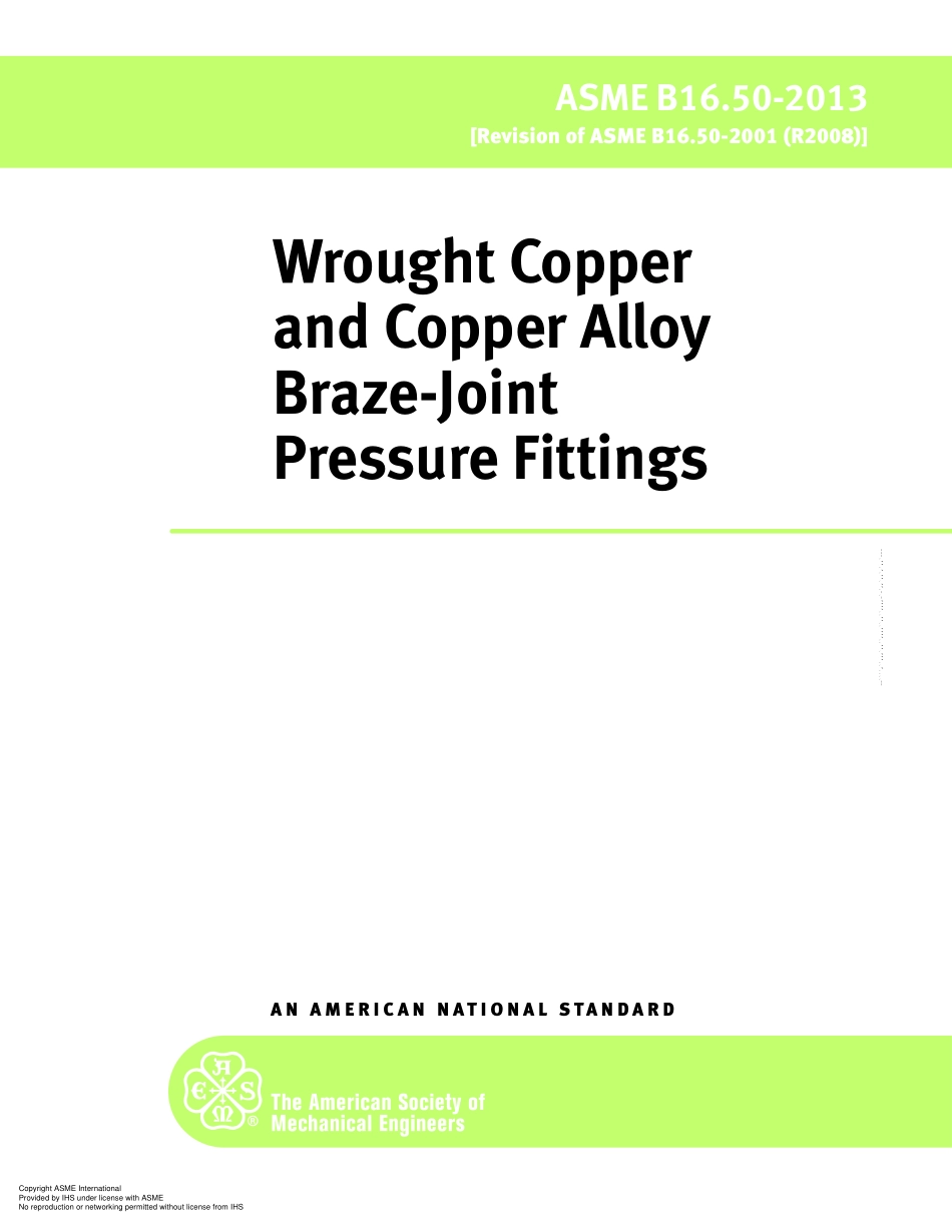 ASME B16.50-2013 Wrought Copper and Copper Alloy Braze-Joint Pressure Fittings.pdf_第1页