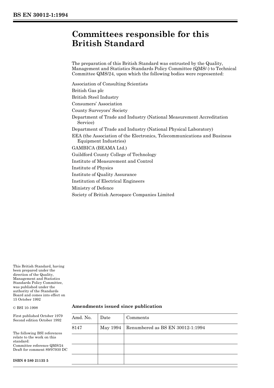 BS EN 30012-1-1994 (1998) BS 5781-1-1994, ISO 10012-1-1992.pdf_第2页