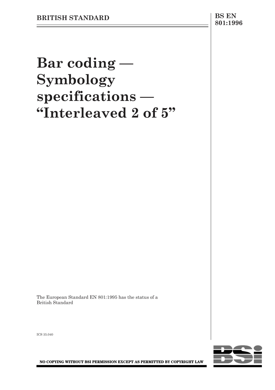 BS EN 00801-1996 (1999).pdf_第1页