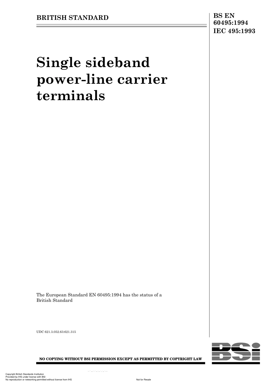 BS EN 60495-1994 (2000) IEC 495-1993.pdf_第1页