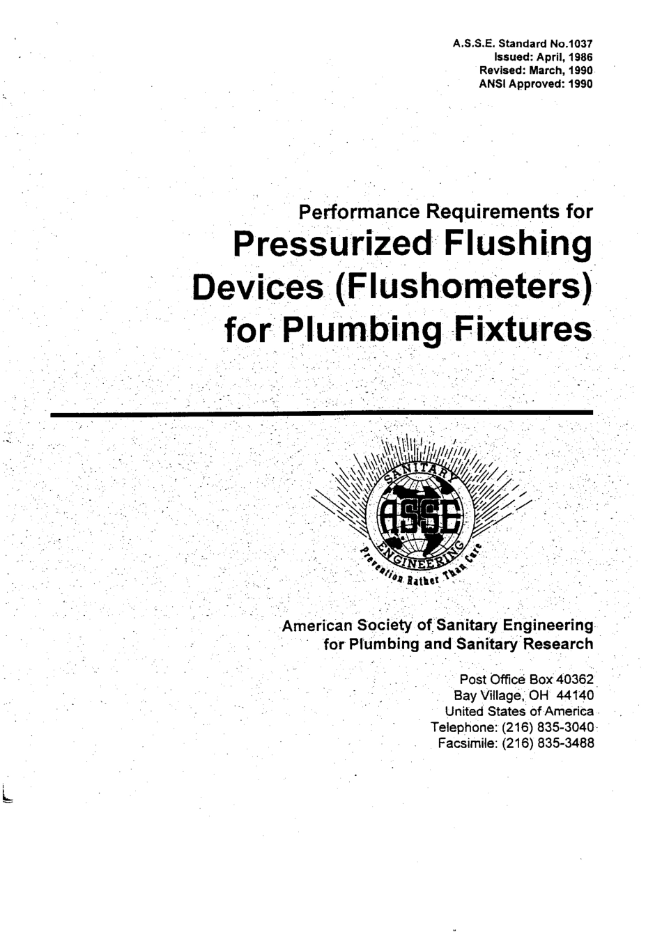 ASSE 1037 - 1990 PRESSURIZED FLUSHING DEVICES FOR PLUMBING FIXTURES.pdf_第1页
