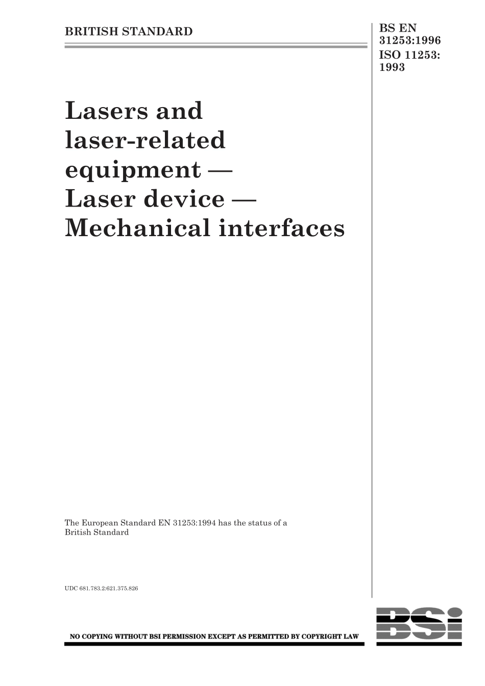 BS EN 31253-1996 (1999) ISO 11253-1993.pdf_第1页