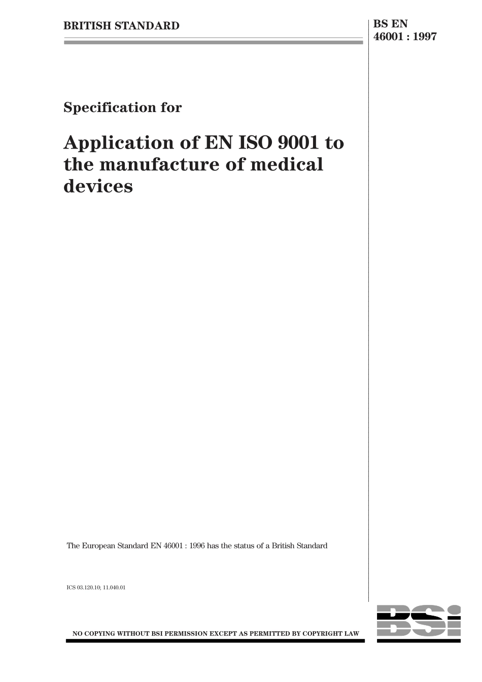 BS EN 46001-1997.pdf_第1页