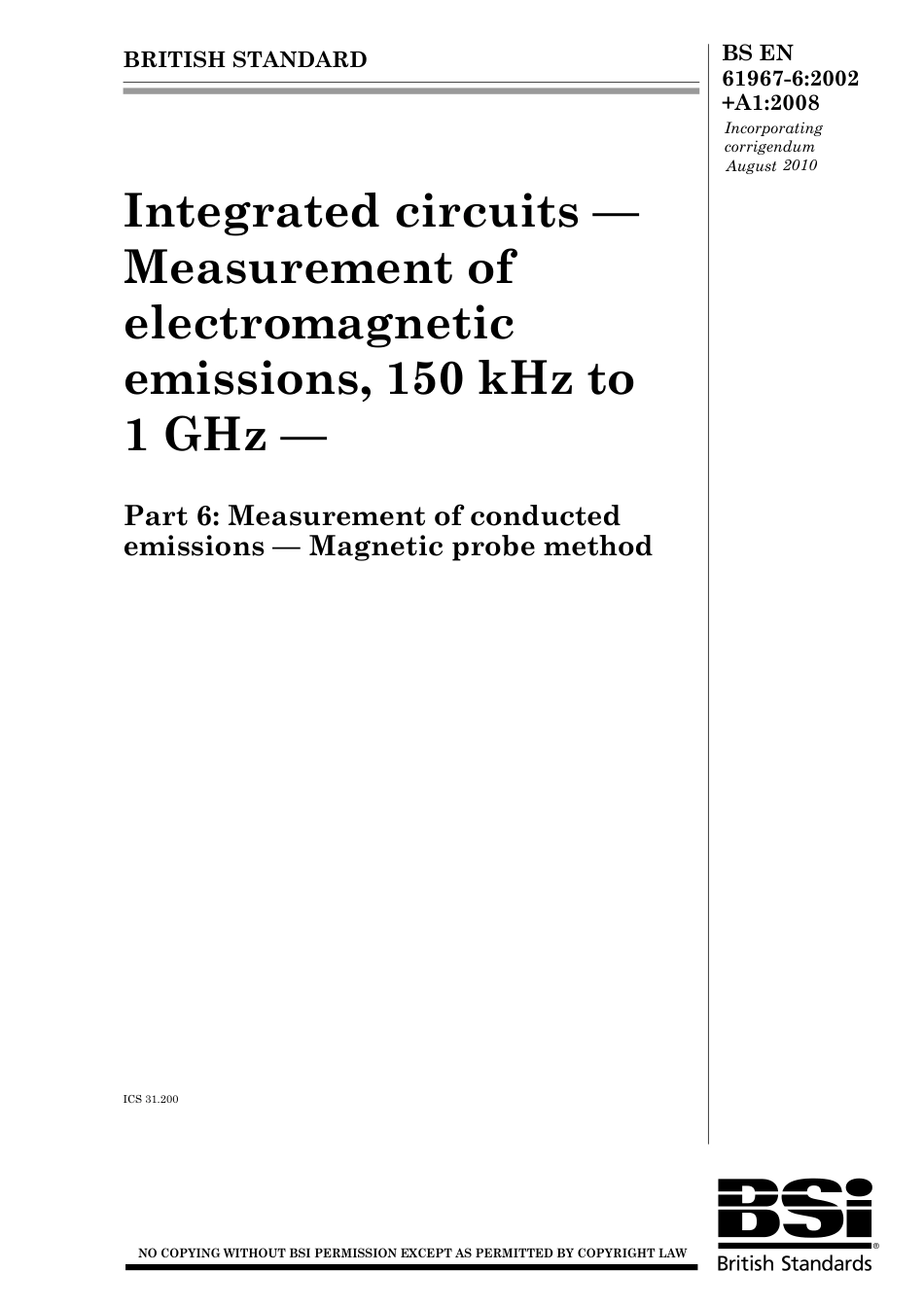 BS EN 61967-6-2002 + A1-2008 (2010).pdf_第1页