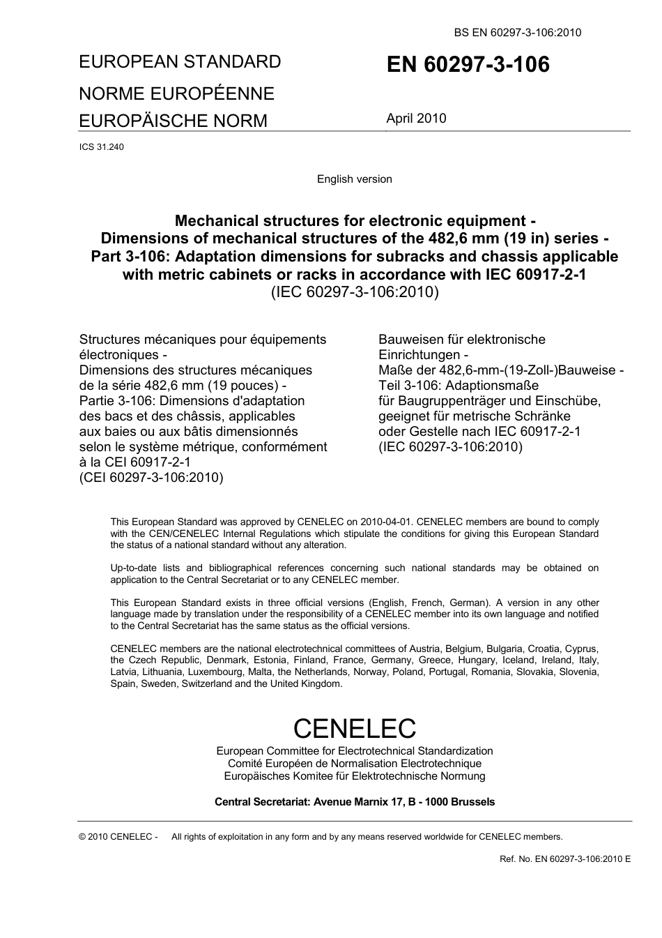 BS EN 60297-3-106-2010.pdf_第3页