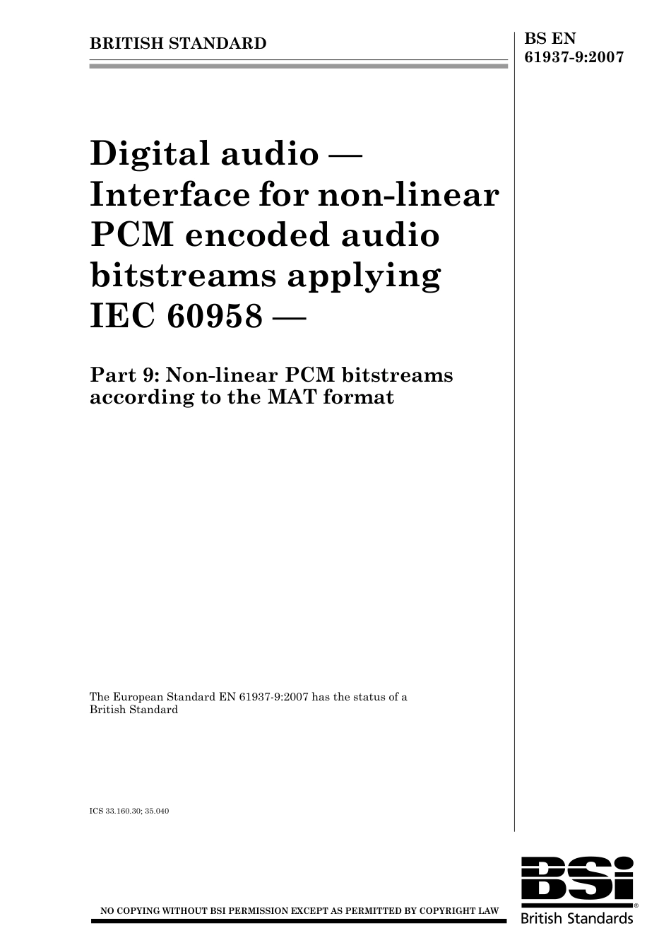 BS EN 61937-9-2007.pdf_第1页