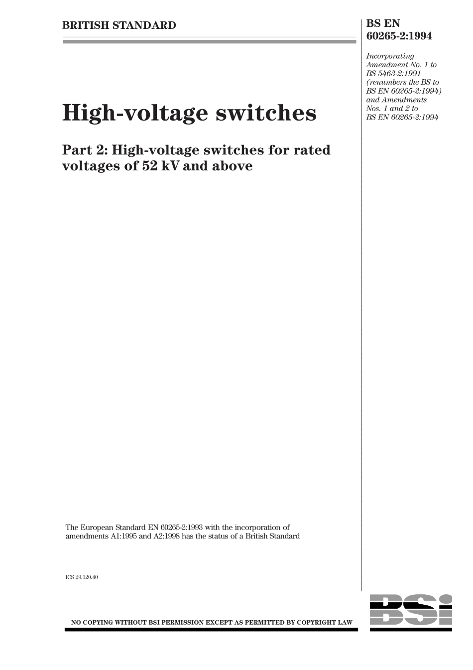 BS EN 60265-2-1994 (2000).pdf_第1页