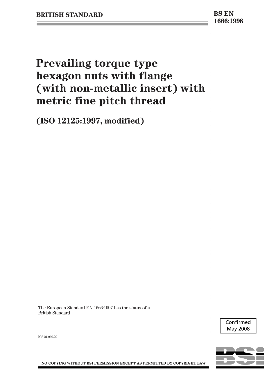 BS EN 01666-1998 (2008).pdf_第1页