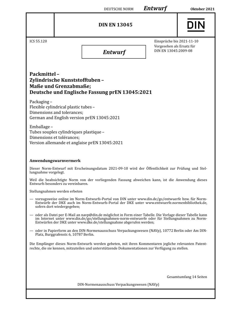 DIN_EN_13045_E__2021-10.pdf_第1页