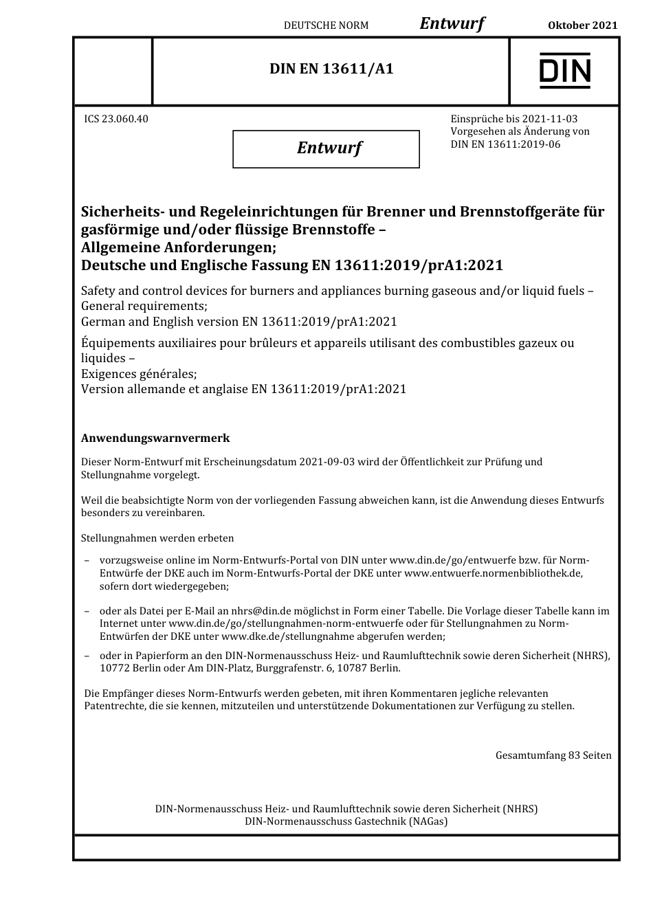 DIN_EN_13611_A-1_E__2021-10.pdf_第1页