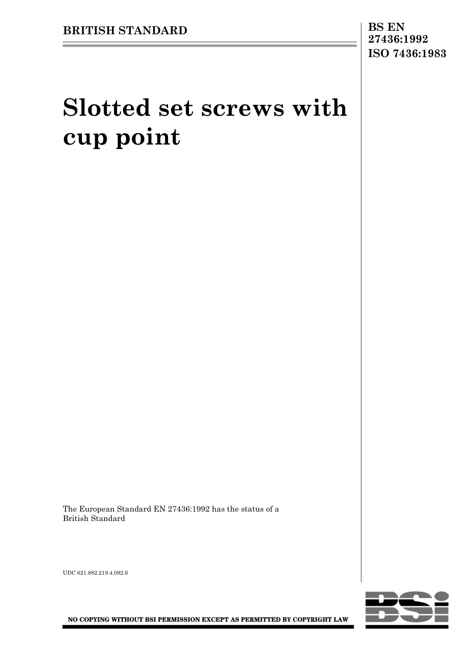 BS EN 27436-1992 (1999).pdf_第1页