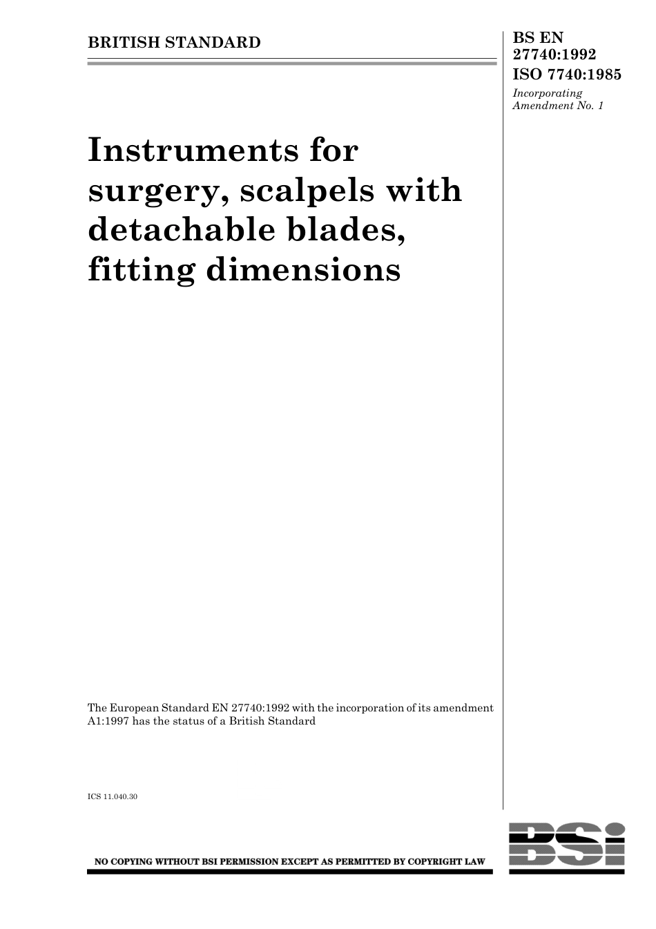 BS EN 27740-1992 (1999) ISO 7740-1985.pdf_第1页