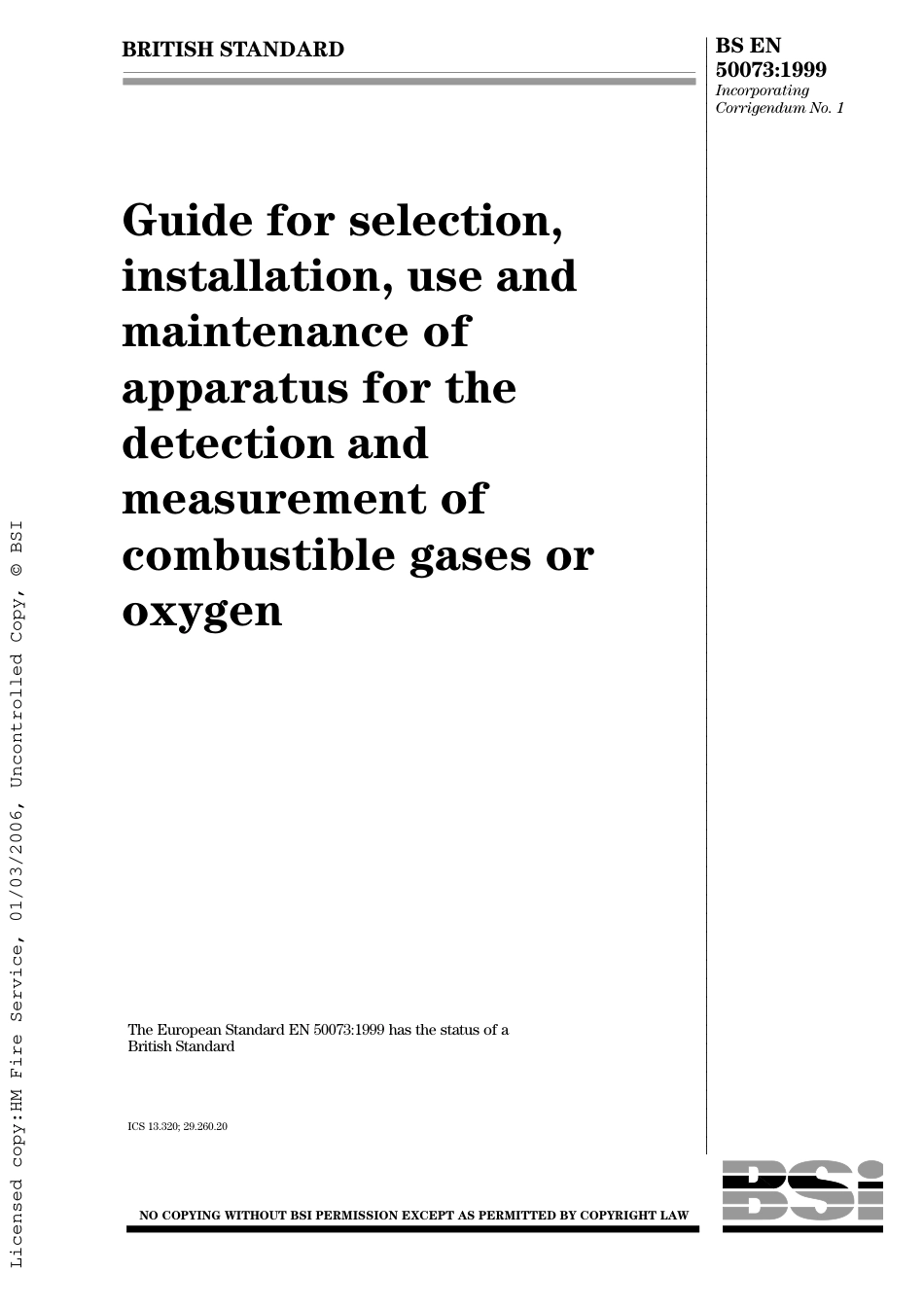 BS EN 50073-1999 (2001).pdf_第1页