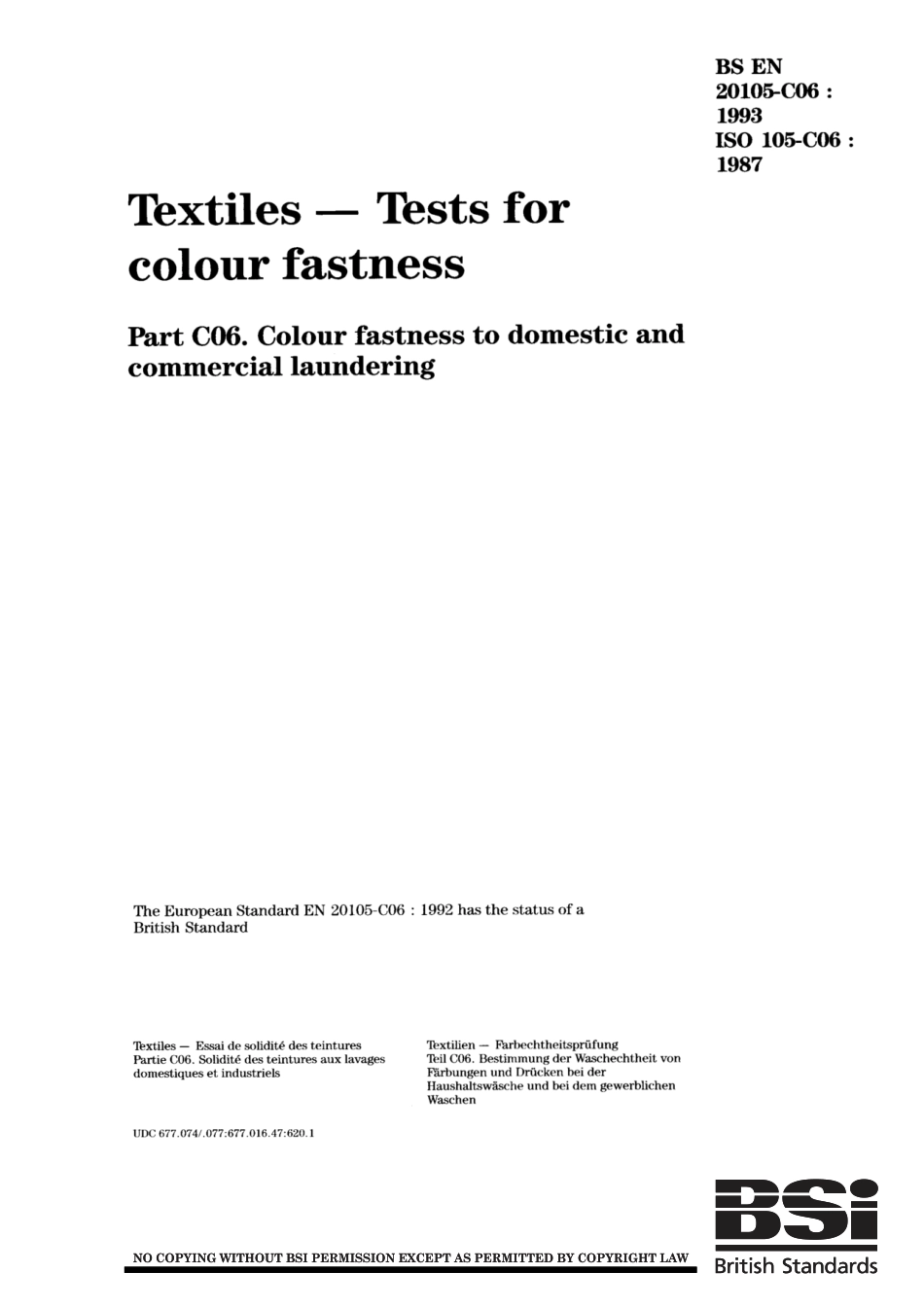 BS EN 20105-C06-1993 (ISO 105-C06-1987) scan.pdf_第1页