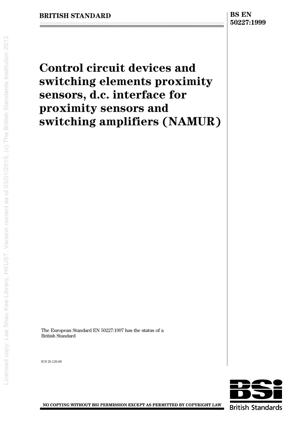 BS EN 50227-1999 scan.pdf_第1页