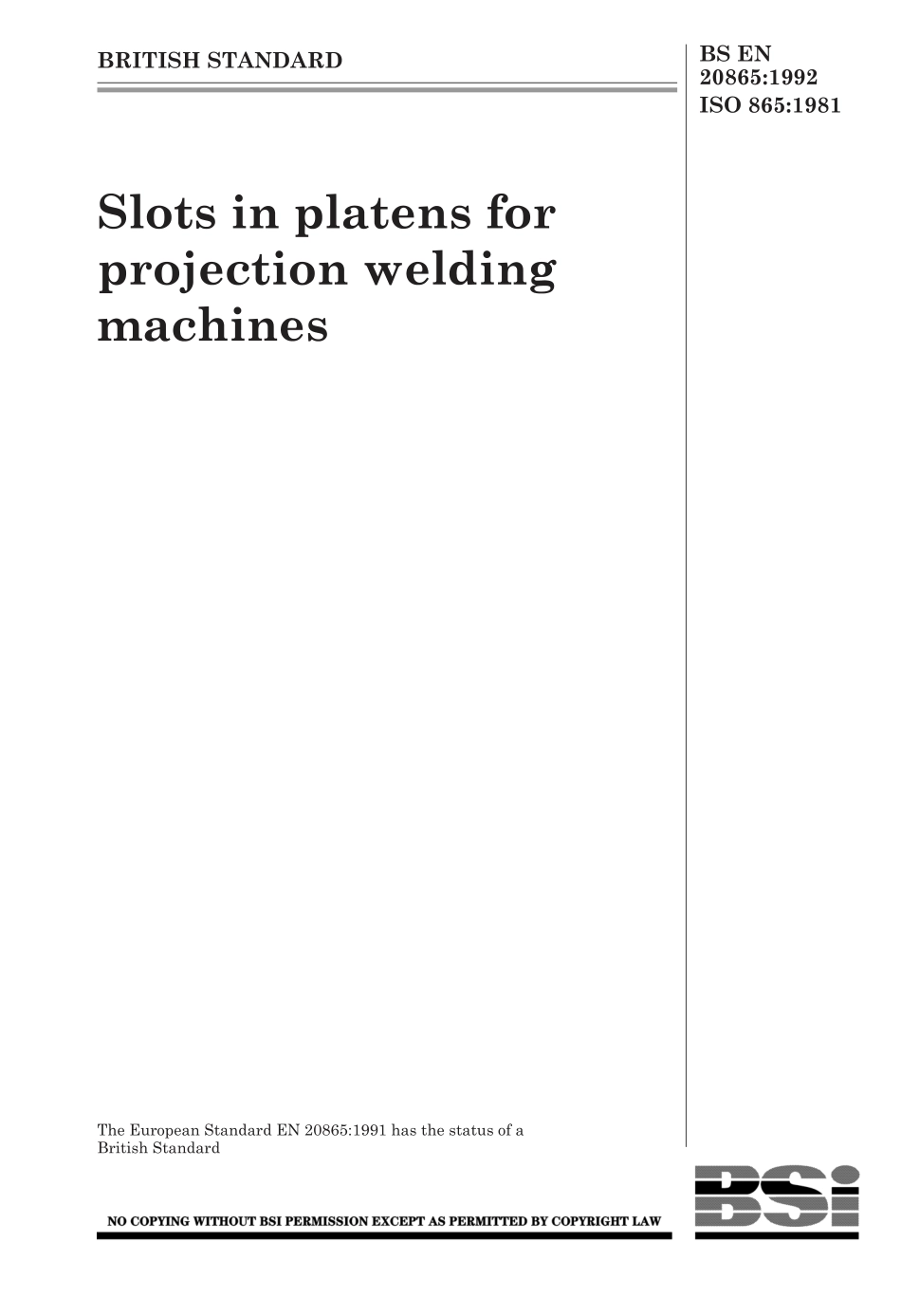 BS EN 20865-1992 (1999) ISO 865-1981.pdf_第1页