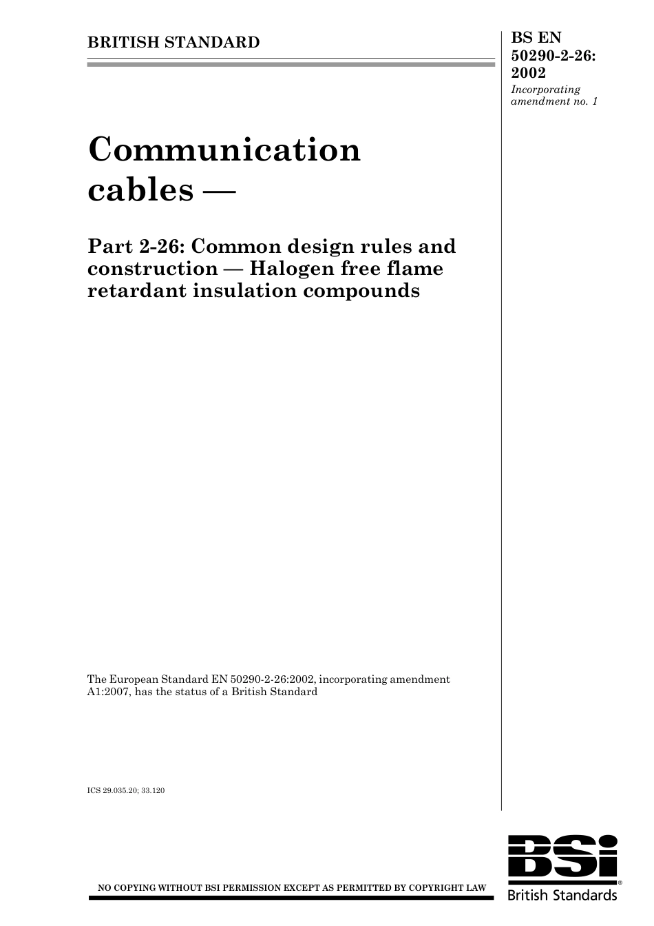 BS EN 50290-2-26-2002 (2007).pdf_第1页