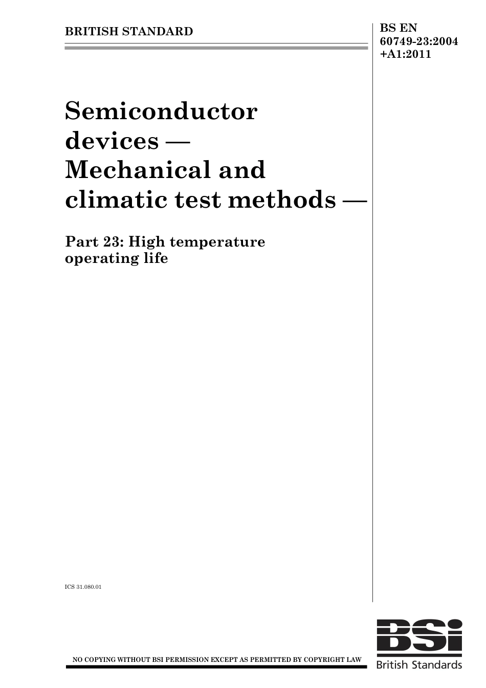 BS EN 60749-23-2004 + A1-2011.pdf_第1页