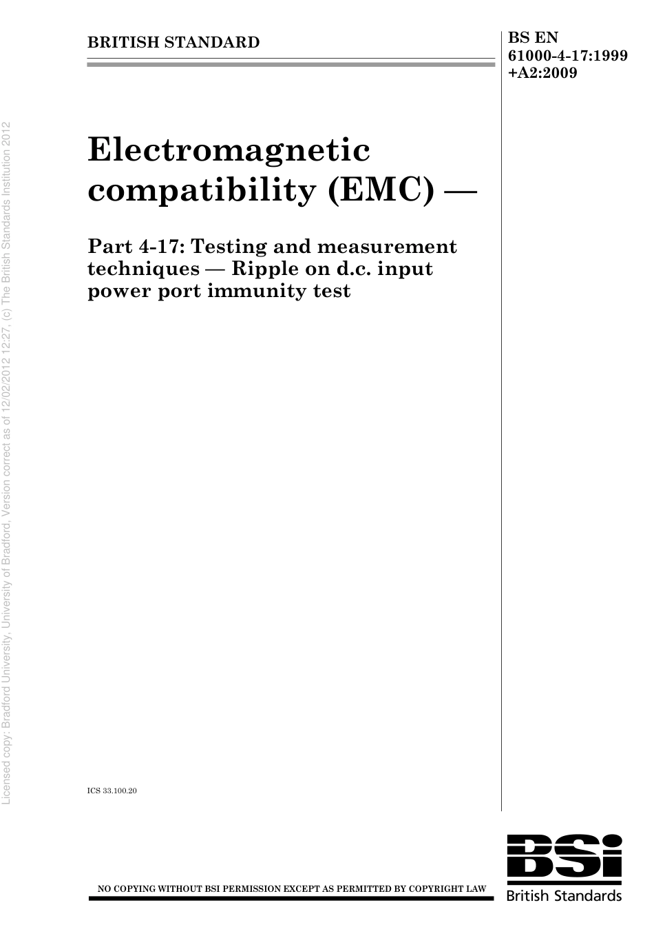 BS EN 61000-4-17-1999 + A2-2009.pdf_第1页