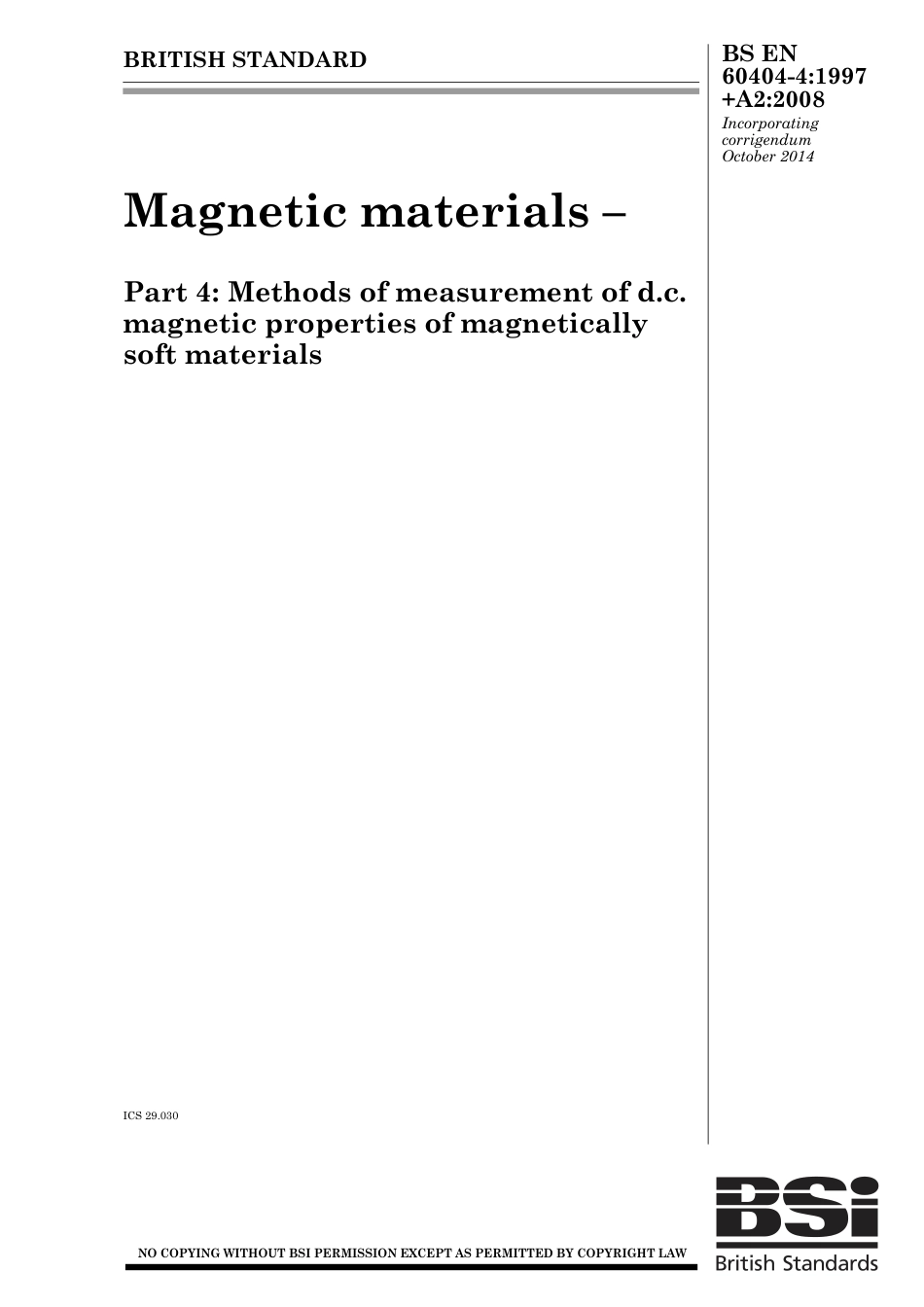 BS EN 60404-4-1997 + A2-2008 (2014).pdf_第1页