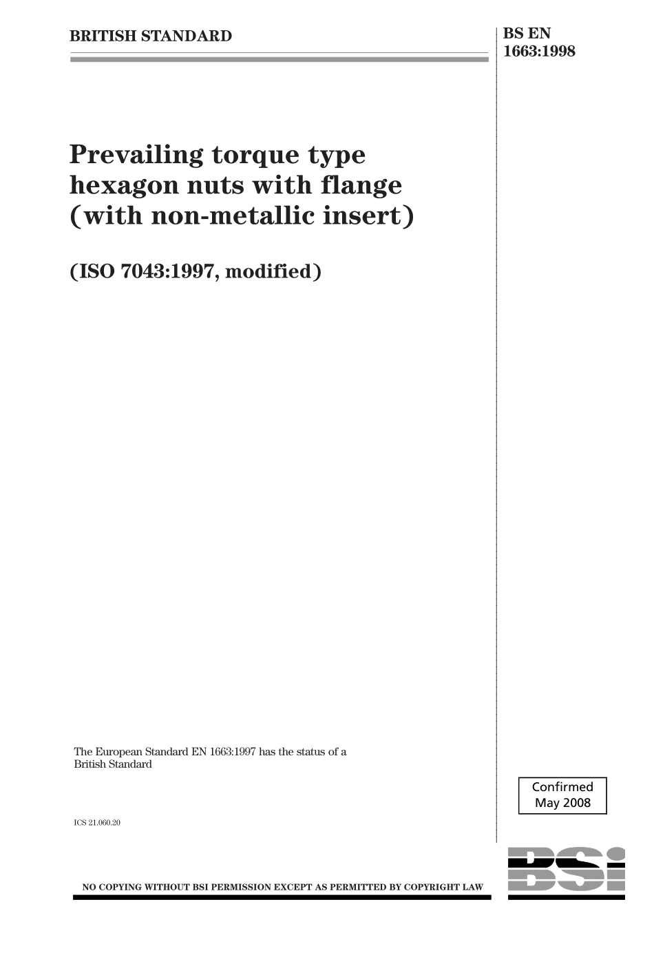 BS EN 01663-1998 (2008).pdf_第1页