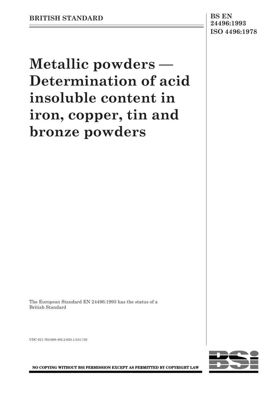 BS EN 24496-1993 (1999) ISO 4496-1978.pdf_第1页